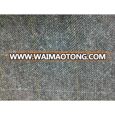 High quality woven woolen tweed fabric, scottish style herringbone twill fabric